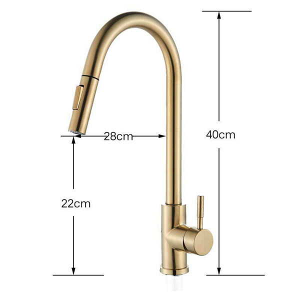 Belfry Kitchen Brushed Gold Kitchen Faucet Pull Out Stainless Steel
